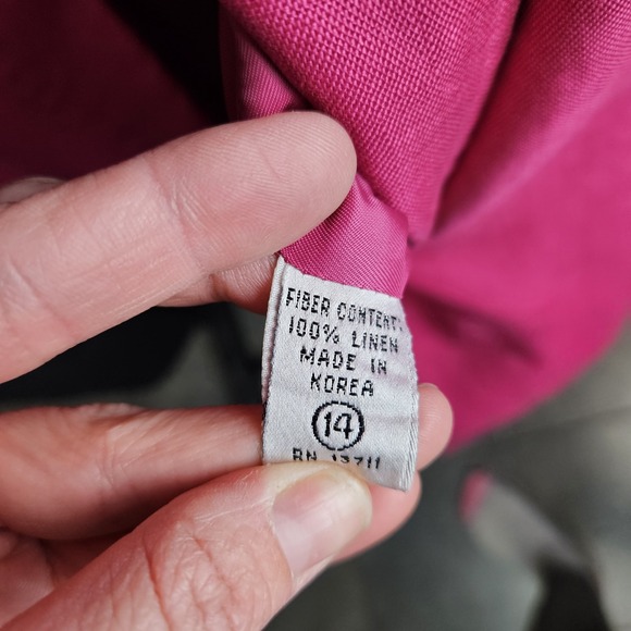 Valerie Stevens Women's Blazer Size 14 Pink Blazer Jacket 100% Linen - Picture 9 of 10